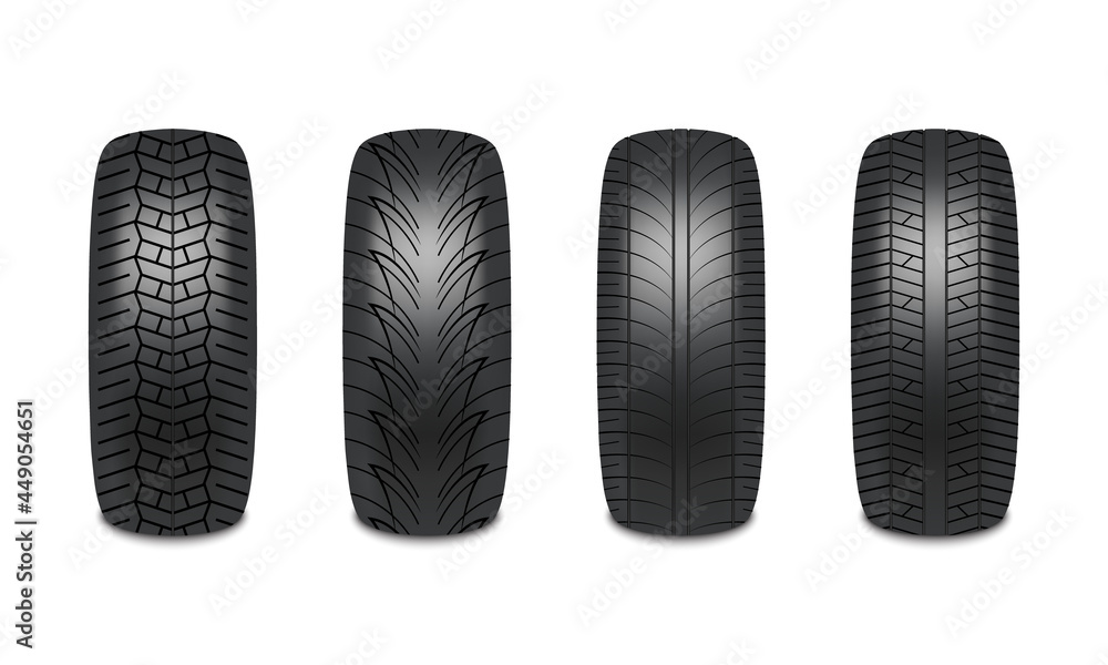 Car tires realistic design isolated on white background, vector illustration Car tires realistic design isolated on white background, vector illustration