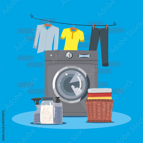 laundry with gray machine