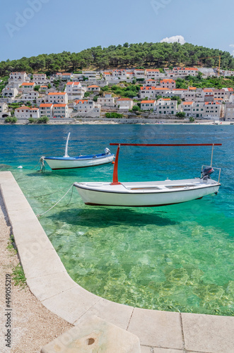 Picturesque bay of Pucisca. Pucisca lies at the end of deep natural bay on the northern coast of Brac island in Croatia.