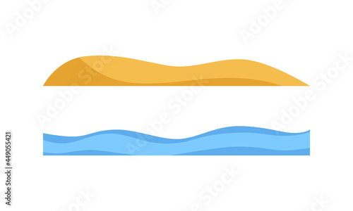 Simple Splashing Wave and Beach Sand as Landscape and Environment Element Vector Set