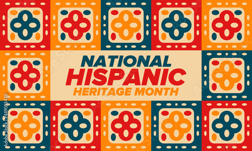 National Hispanic Heritage Month in September and October. Hispanic and Latino Americans culture. Celebrate annual in United States. Poster, card, banner and background. Vector illustration