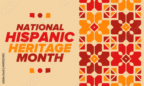 National Hispanic Heritage Month in September and October. Hispanic and Latino Americans culture. Celebrate annual in United States. Poster, card, banner and background. Vector illustration