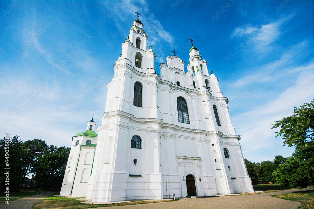 St. Sophia Orthodox Cathedral in Polotsk on a sunny summer day, Belarus. Historical monument.