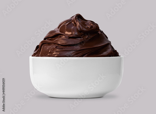 Hazelnut chocolate isolated on gray background