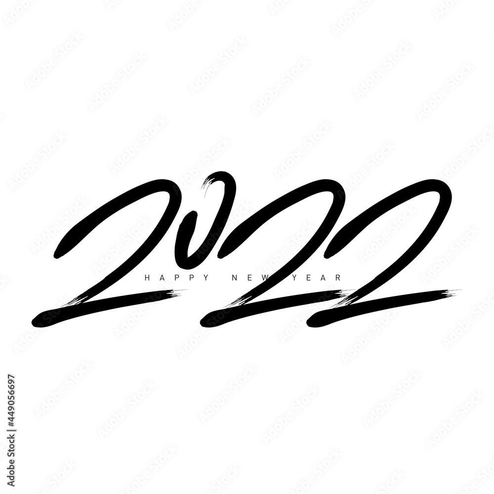 2022 greeting card. Happy New Year. Vector Black and white illustration. 2022 greeting card. Happy New Year. Vector Black and white illustration.