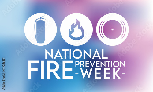 National Fire Prevention Week is observed every year in October, to raise fire safety awareness, and help ensure our home and family is protected. Vector illustration