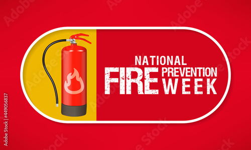 National Fire Prevention Week is observed every year in October, to raise fire safety awareness, and help ensure our home and family is protected. Vector illustration