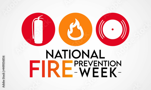 National Fire Prevention Week is observed every year in October, to raise fire safety awareness, and help ensure our home and family is protected. Vector illustration