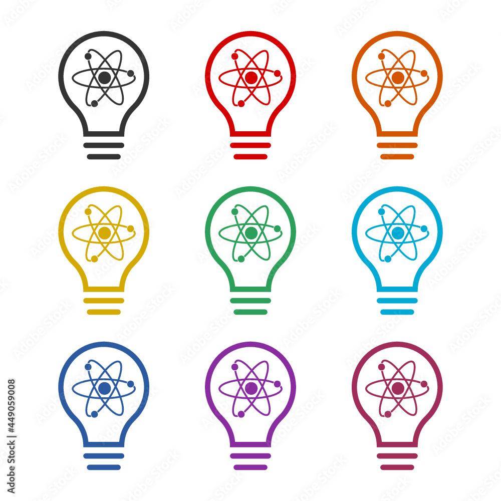Creative Bulb Brain Logo Design Temptate color icon set Creative Bulb Brain Logo Design Temptate color icon set