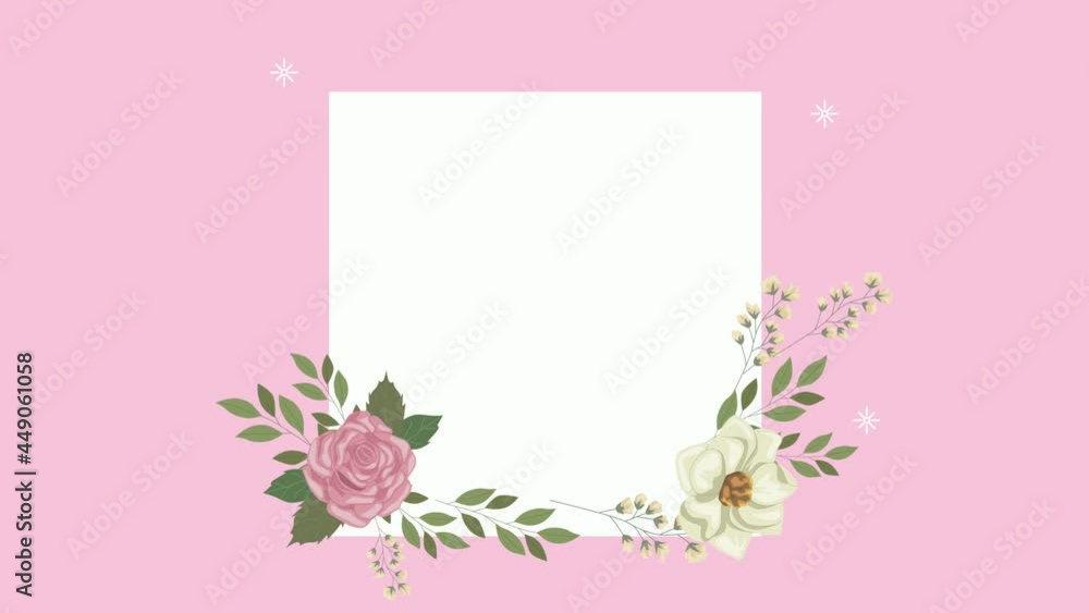 flowers garden square frame decorative animation flowers garden square frame decorative animation