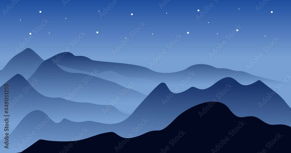 blue mountain hill fog panorama vector background animation 4k video blue mountain hill fog panorama vector background animation 4k video