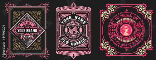 Set of 3 vintage labels for packing