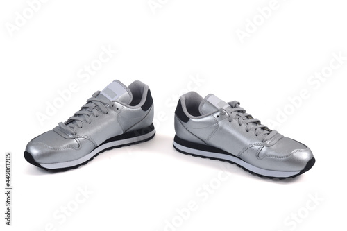 side view of some sports shoes on white background