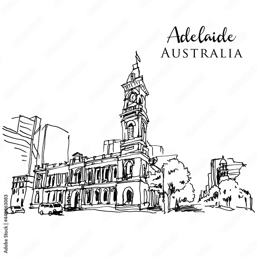 Fototapeta premium Sketchy illustration of Victoria Square in Adelaide, Australia