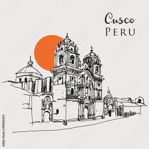 Cusco, Peru sketechy hand drawn illustration photo