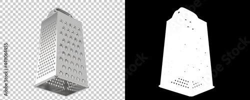 Cheese grater isolated on background with mask. 3d rendering - illustration photo