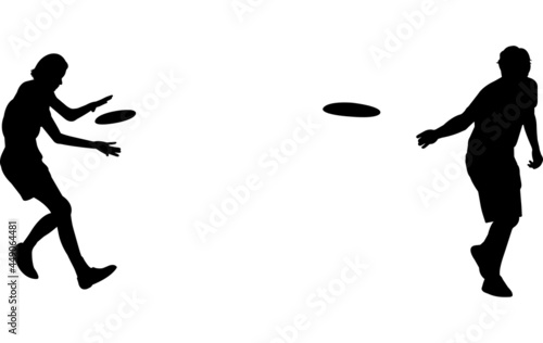 Frisbee Playing Silhouette Vector 
