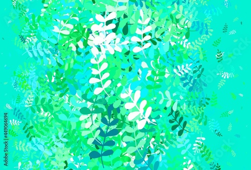 Light Green vector doodle background with leaves.