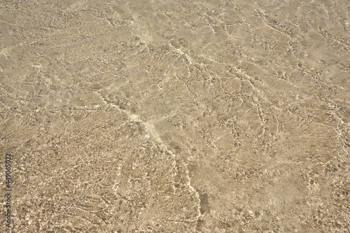 Surface of clear water on tropical sandy beach in Crete Greece.