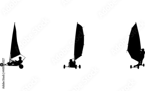Land Windsurfing Silhouette Vector 