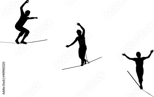Slacklining Silhouette Vector 