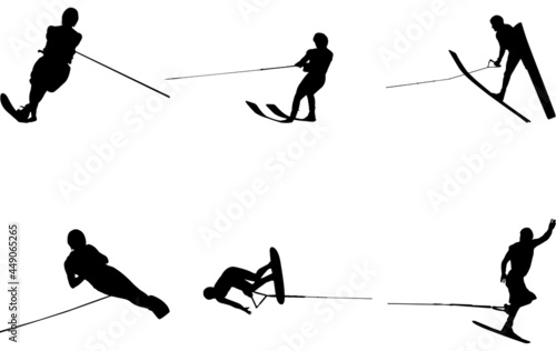 Water Skiing Silhouette Vector 