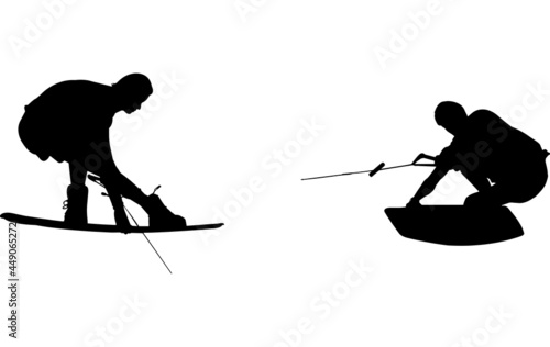Wake Boarding Silhouette Vector 
