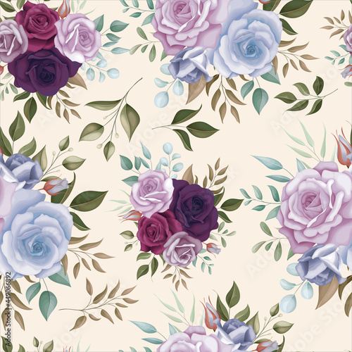 Elegant floral seamless pattern with beautiful flowers ornaments