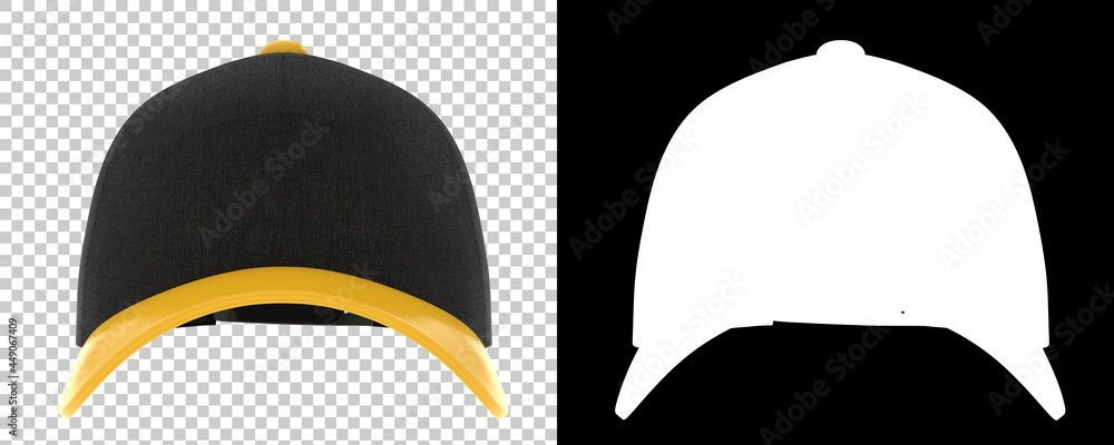 Baseball hat isolated on background with mask. 3d rendering - illustration Baseball hat isolated on background with mask. 3d rendering - illustration