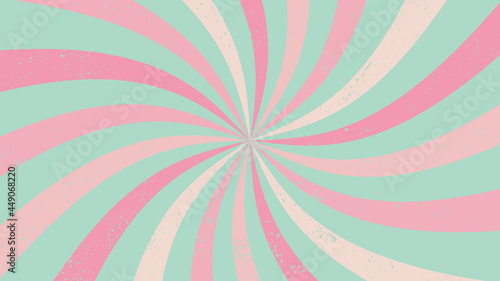 Vintage style with curved rays. Spiral stripes. Sunburst background. Vector illustration.