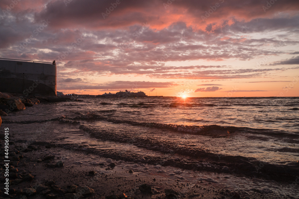 Dramatic colorful sunset at the Baltic Sea in Tallinn, capital of Estonia,European destination Dramatic colorful sunset at the Baltic Sea in Tallinn, capital of Estonia,European destination