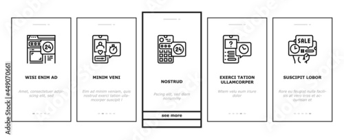 Ephemeral Content Onboarding Mobile App Page Screen Vector. Social Media Story And Photography, File Document Downloading And Advertise Ephemeral Illustrations