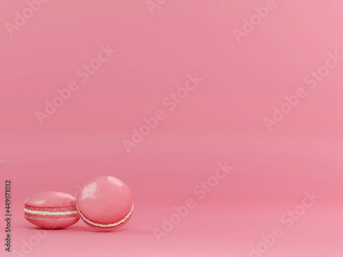 French Colorful Macarons Colorful Pastel Macarons Whitr Pink and Brown Macaron with Fresh Blueberry. 3D rendering