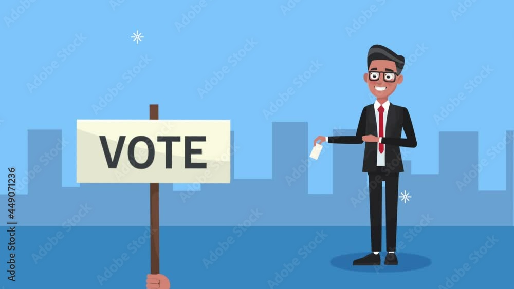 male candidate with vote banner character animation male candidate with vote banner character animation