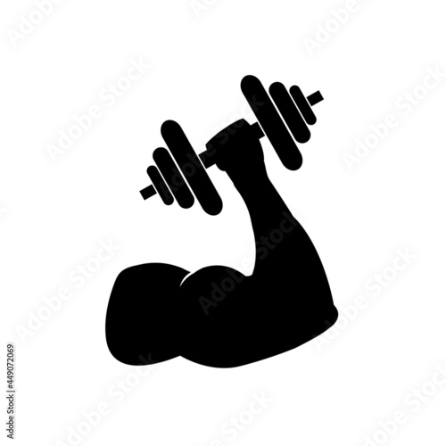 Dumbbell icon, fitness, gym logo isolated on white background