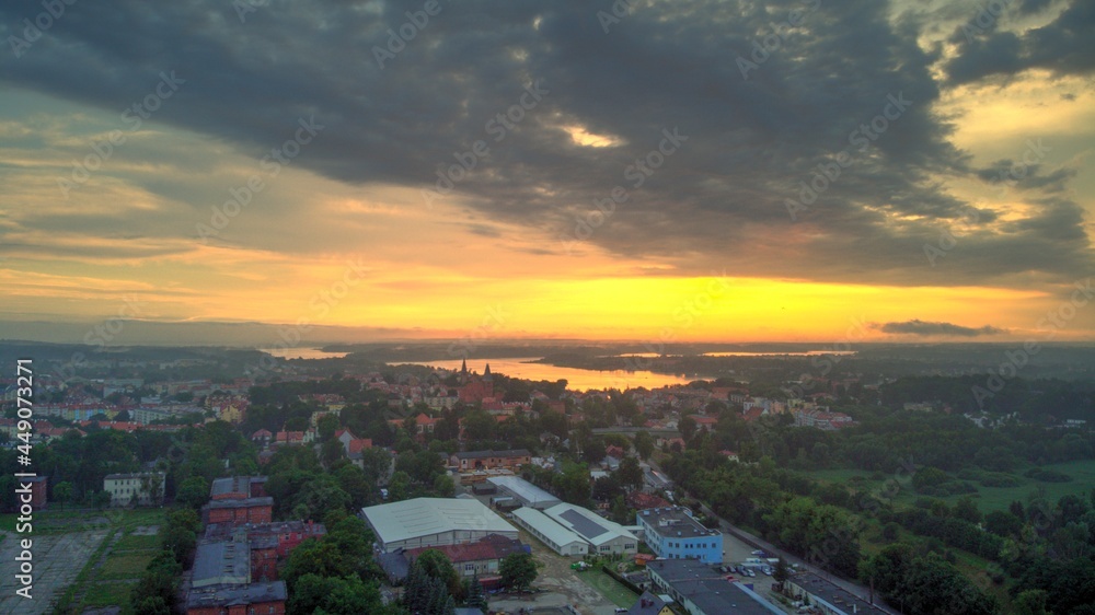 Zachód słońca - panorama Ostródy - Warmińsko Mazurskie 