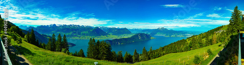 Panorama from Rigi with view of swiss alps. Holiday destination 