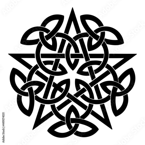 Black pentagram with celtic knots