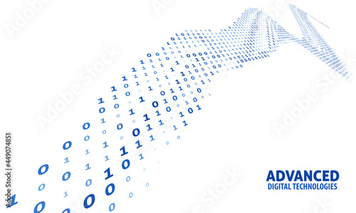 Advanced Digital Technologies template. Stream of binary code