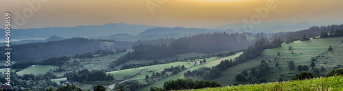Panoramic view at Gorce Mountains and Pieniny Mountains