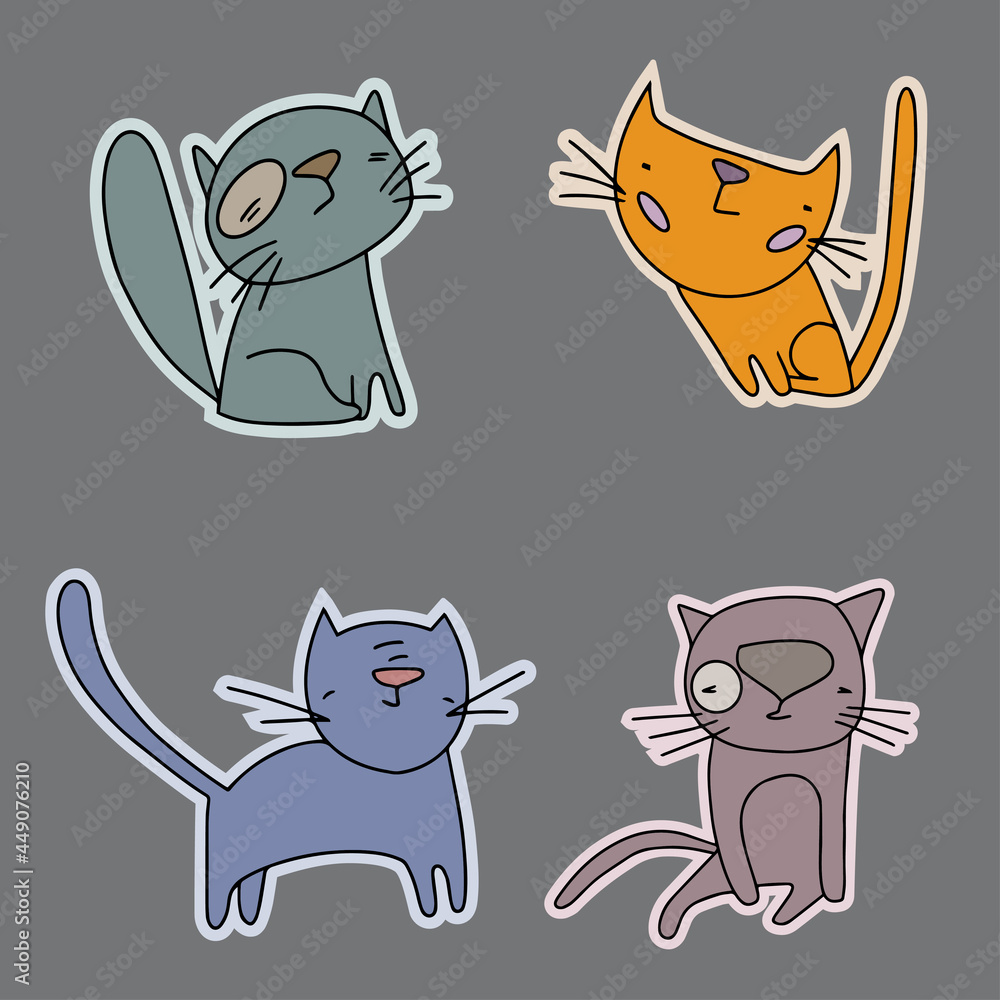 set of funny cartoon vector cats set of funny cartoon vector cats