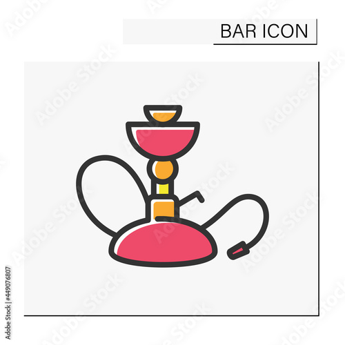 Hookah color icon. Hookah bar, shop. Smoke bar. Lounge. Restaurant, night club, bar menu. Cocktail party and drinking establishment concept. Isolated vector illustration
