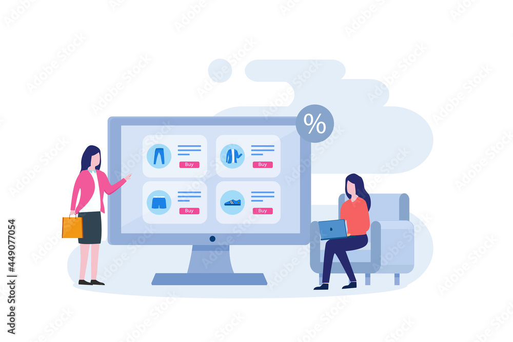 Online shopping concept Vector Illustration. Flat vector template Style Suitable for Web Landing Page, Background.