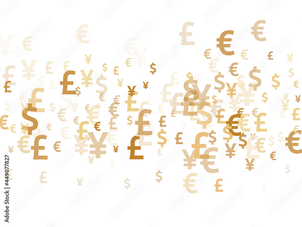 Euro dollar pound yen gold icons scatter money vector design. Marketing pattern. Currency icons Euro dollar pound yen gold icons scatter money vector design. Marketing pattern. Currency icons