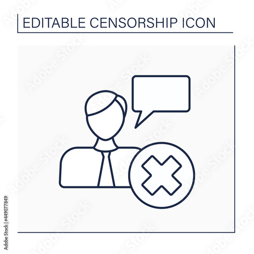 Cancel culture line icon. Call-out culture. Limiting public figures after objectionable or offensive statements. Group shaming. Censorship concept. Isolated vector illustration. Editable stroke