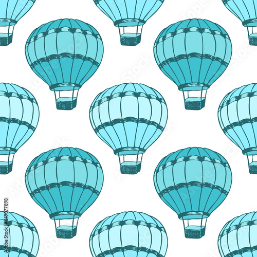 Cartoon hot air balloons  illustration vector seamless patter.