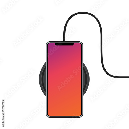 Smart Phone Wireless Charging, Wireless Phone Charger, Phone Charger, Battery Charger, Modern Tech, Smart Phone, Technology Charging Vector Illustration Background
