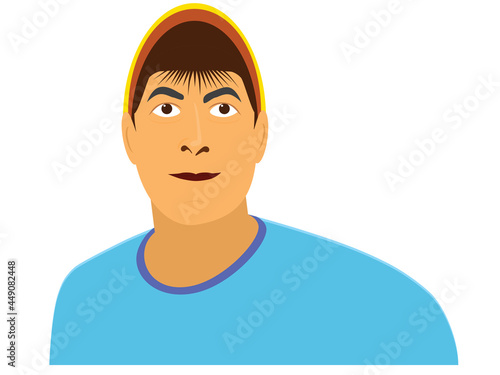 Young adult man portrait with hat isolated on the white background vector illustration