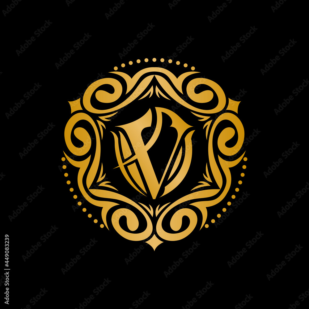 logo gold luxury letter V