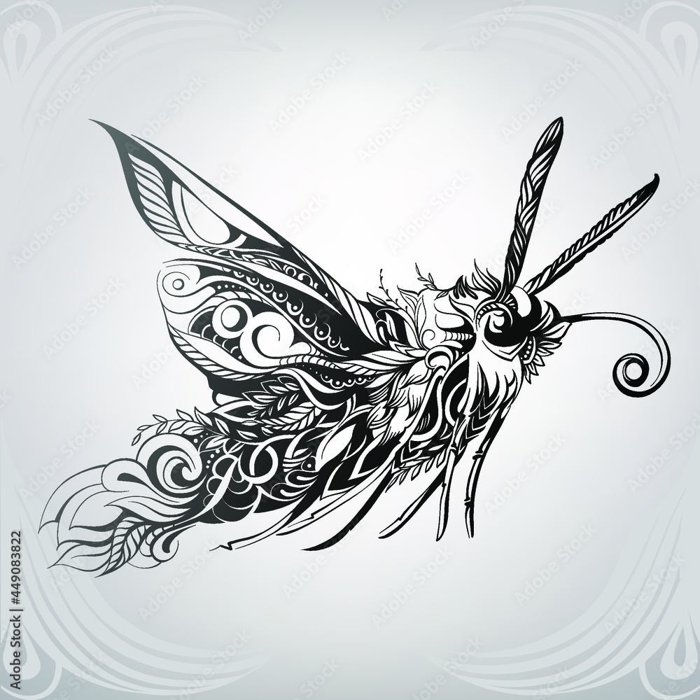 Obraz premium Night moth in floral ornament